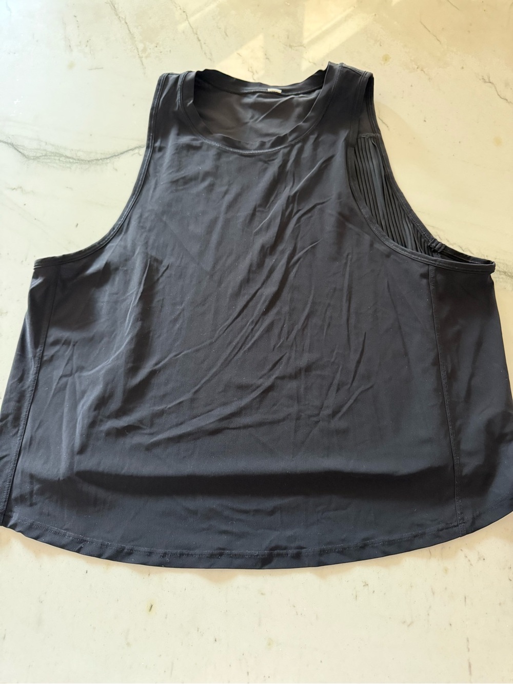 lululemon athletica Black Sleeveless Tank with pleated sheer back